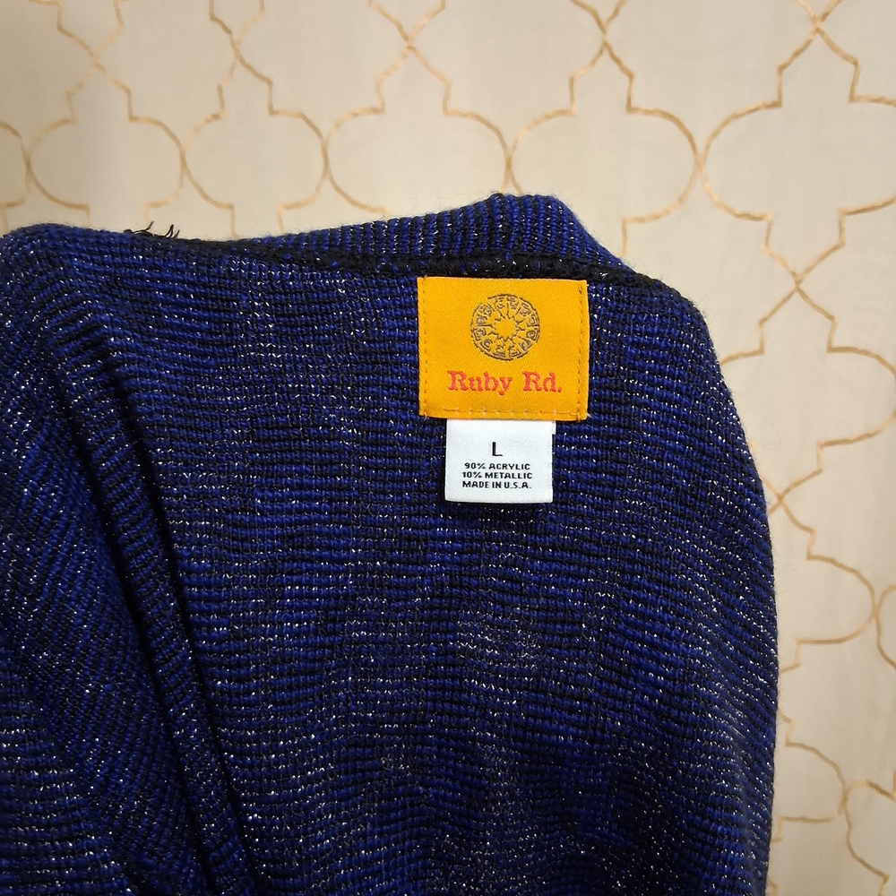 Ruby Rd. Blue and Black Cardigan - Picture 7 of 9